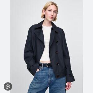 Asymmetrical Trench Jacket-Navy